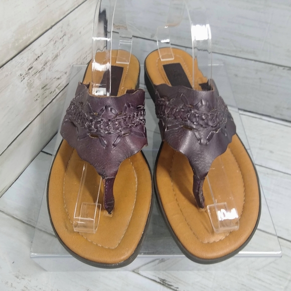 Duck Head Wmns 9M Plum Purple Braided Leather Thong SlipOn Pool Park Sandals - Picture 2 of 6